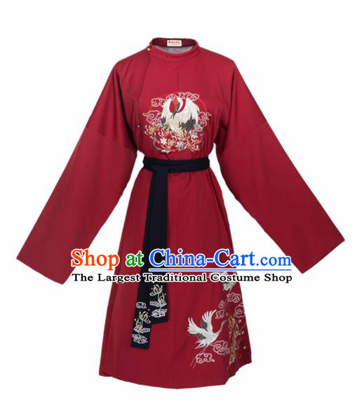 Chinese Traditional Ancient Swordswoman Embroidered Red Robe Song Dynasty Imperial Bodyguard Historical Costume for Women