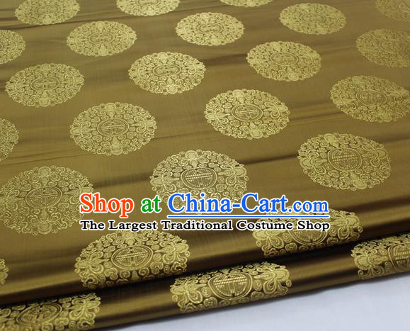 Asian Chinese Traditional Tang Suit Royal Round Pattern Bronze Brocade Satin Fabric Material Classical Silk Fabric