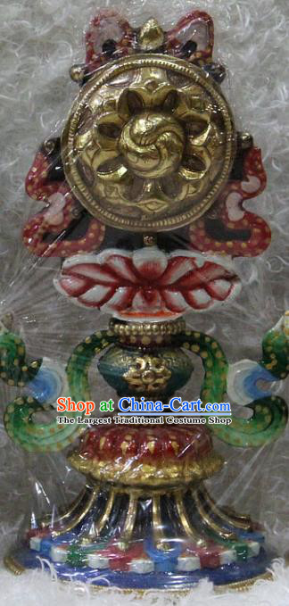 Chinese Traditional Tibetan Buddhism Feng Shui Items Copper Gilding Decoration Buddhist Colored Drawing Offerings