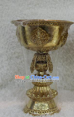 Chinese Traditional Buddhist Brass Carving Lampstand Buddha Cup Decoration Tibetan Buddhism Feng Shui Items