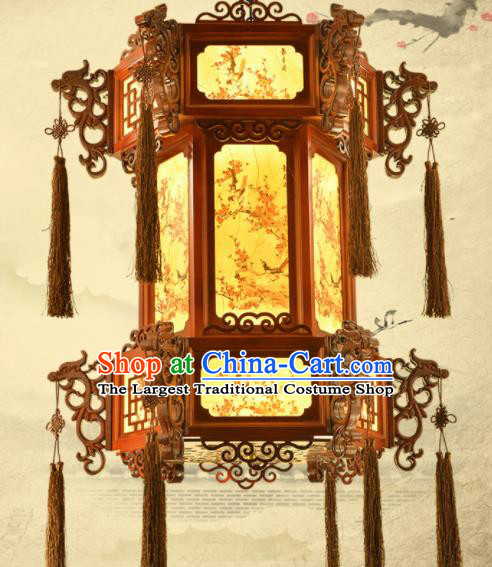 Chinese Traditional Handmade Wood Carving Dragon Head Palace Lantern Classical Hanging Lanterns Ceiling Lamp