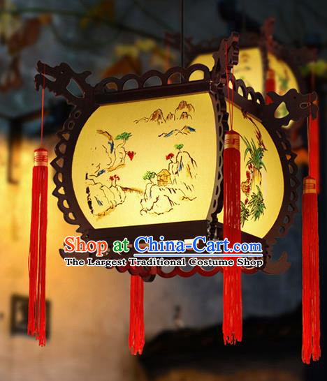 Chinese Traditional New Year Yellow Palace Lantern Handmade Hanging Lanterns Ceiling Lamp
