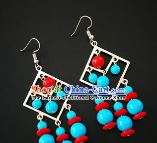 Traditional Chinese Mongolian Ethnic Folk Dance Ear Accessories Mongol Nationality Earrings for Women