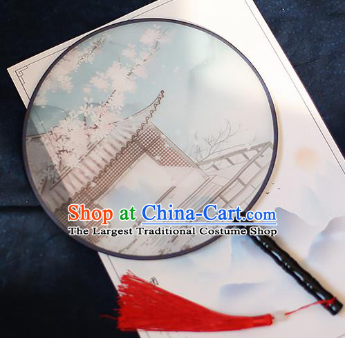 Chinese Traditional Printing Palace Silk Round Fans Handmade Classical Palace Fans for Women