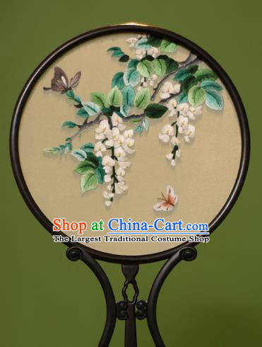 Chinese Traditional Handmade Embroidered Flos Sophorae Silk Round Fans Classical Palace Fans for Women