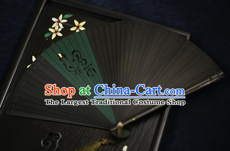 Chinese Handmade Carving Zodiac Cock Bamboo Fans Classical Accordion Traditional Folding Fans for Women