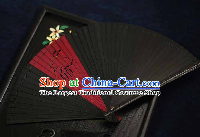 Chinese Handmade Carving Zodiac Rabbit Bamboo Fans Classical Accordion Traditional Folding Fans for Women