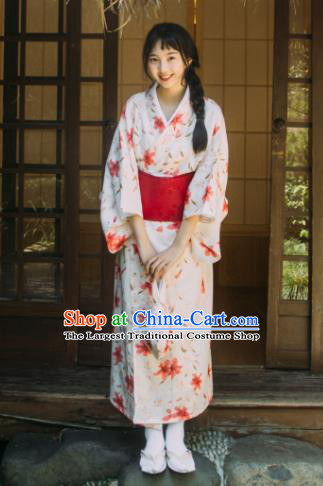 Traditional Japanese Classical Printing Red Lily Flowers Kimono Asian Japan Costume Geisha Yukata Dress for Women