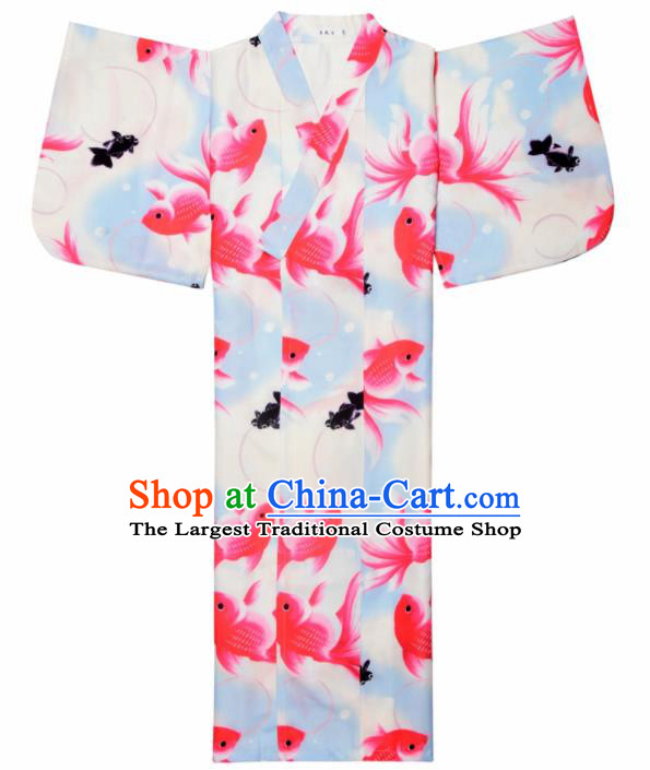 Japanese Classical Printing Goldfish Kimono Asian Japan Traditional Costume Geisha Yukata Dress for Women