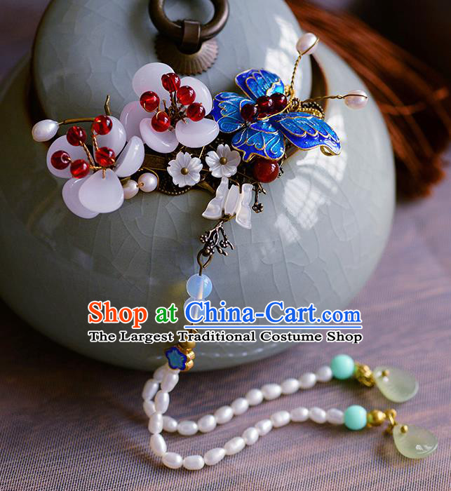 Traditional Chinese Ancient Palace Cloisonne Butterfly Hair Claw Hairpins Handmade Wedding Hair Accessories for Women