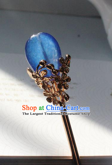 Traditional Chinese Ancient Hanfu Blue Stone Hair Clip Princess Hairpins Handmade Hair Accessories for Women