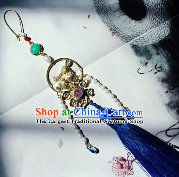 Traditional Chinese Ancient Palace Brooch Handmade Hanfu Breastpin Pearls Tassel Pendant for Women