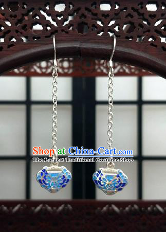 Traditional Chinese Ancient Wedding Hanfu Cloisonne Tassel Earrings Handmade Jewelry Accessories for Women