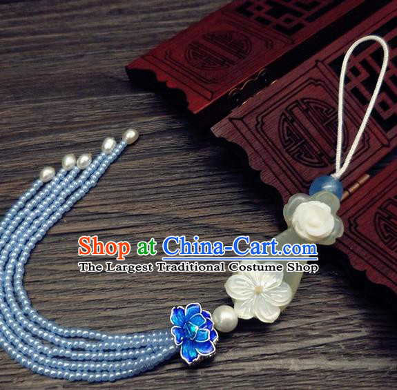 Traditional Chinese Ancient Jade Lute Brooch Handmade Hanfu Palace Breastpin Tassel Pendant for Women
