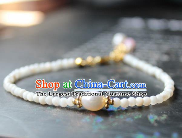 Handmade Chinese Ancient Pearls Bracelet Traditional Hanfu Wedding Jewelry Accessories for Women
