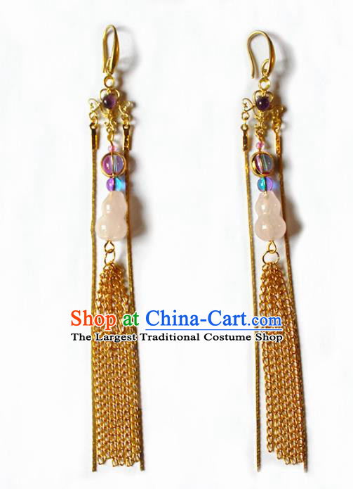 Handmade Chinese Ancient Princess Calabash Earrings Traditional Hanfu Jewelry Accessories for Women