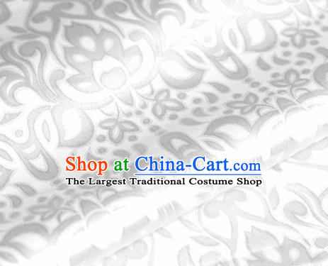 Asian Chinese Traditional Royal Lotus Pattern White Brocade Cheongsam Silk Fabric Chinese Satin Fabric Material