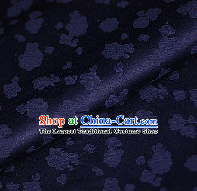 Asian Chinese Traditional Royal Flowers Pattern Navy Brocade Cheongsam Silk Fabric Chinese Satin Fabric Material