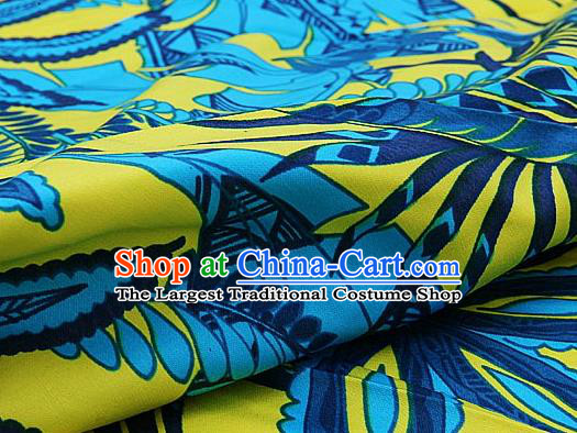 Asian Chinese Traditional Classical Willow Leaf Pattern Yellow Brocade Cheongsam Silk Fabric Chinese Satin Fabric Material