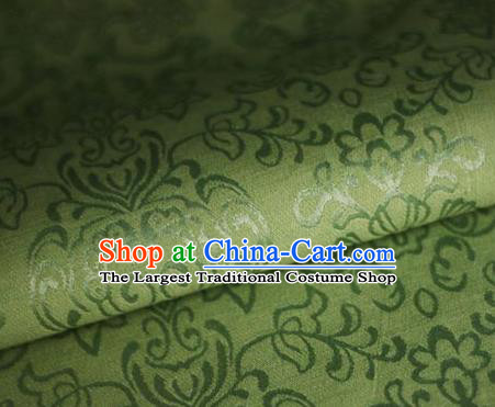 Asian Chinese Traditional Twine Grass Pattern Green Brocade Cheongsam Silk Fabric Chinese Satin Fabric Material