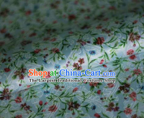 Asian Chinese Classical Flowers Pattern Blue Brocade Cheongsam Silk Fabric Chinese Traditional Satin Fabric Material
