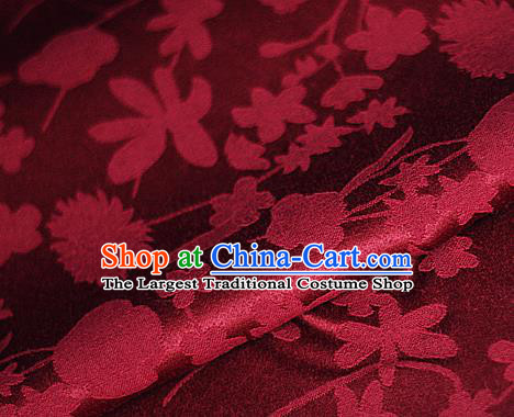 Asian Chinese Classical Pattern Wine Red Brocade Cheongsam Silk Fabric Chinese Traditional Satin Fabric Material