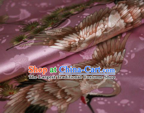 Chinese Classical Cranes Pattern Design Pink Brocade Cheongsam Silk Fabric Chinese Traditional Satin Fabric Material