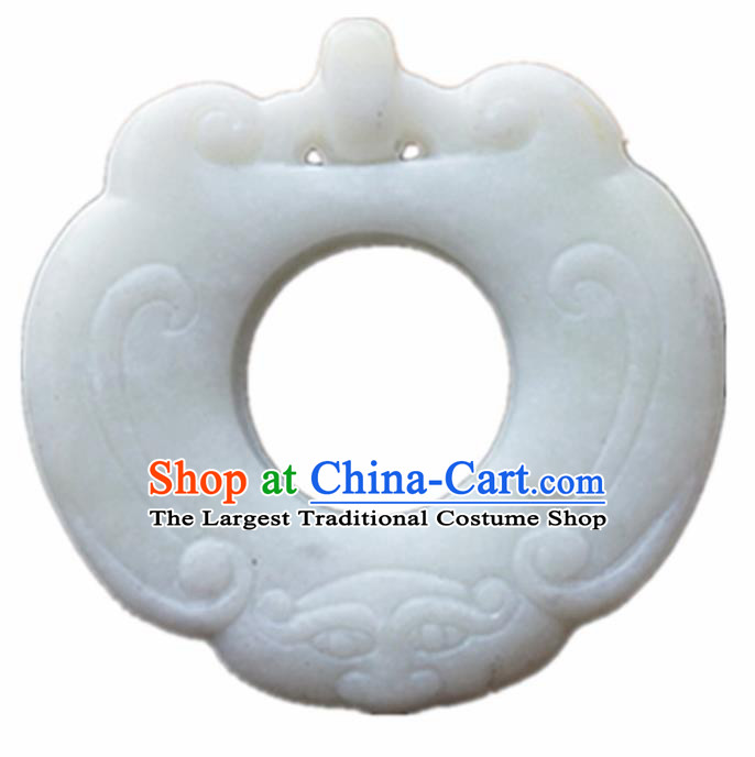 Handmade Chinese Jade Carving Cloud Pendant Traditional Jade Craft Jewelry Accessories