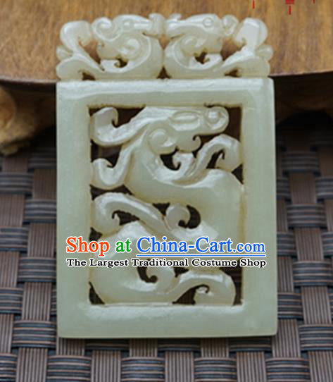 Chinese Handmade Carving Dragon Jade Pendant Traditional Jade Craft Jewelry Accessories