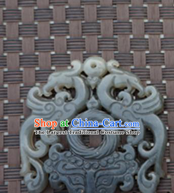 Chinese Handmade Jewelry Accessories Carving Phoenix Jade Pendant Ancient Traditional Jade Craft Decoration