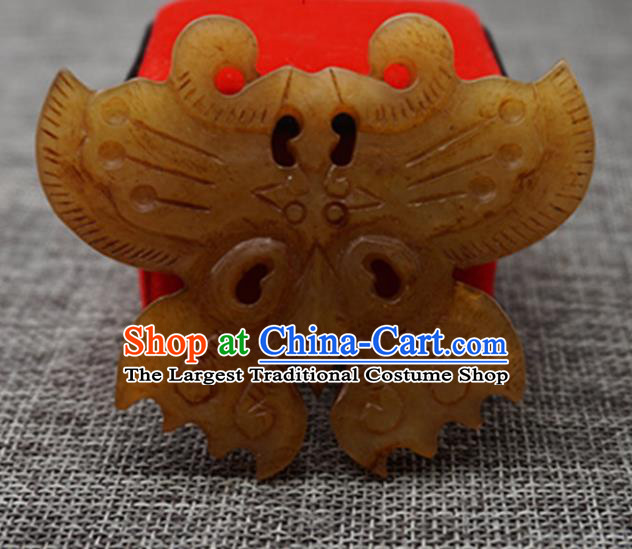 Chinese Handmade Jewelry Accessories Carving Butterfly Jade Pendant Ancient Traditional Jade Craft Decoration