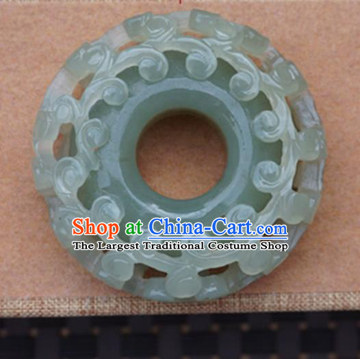 Chinese Handmade Jewelry Accessories Carving Ring Jade Pendant Ancient Traditional Jade Craft Decoration