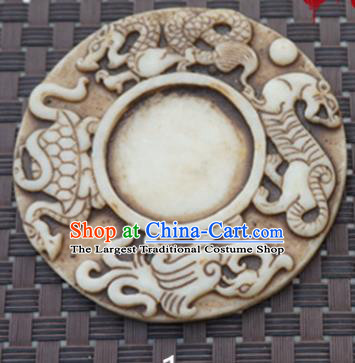Chinese Handmade Carving Four Beasts Jade Pendant Jewelry Accessories Ancient Traditional Jade Craft Decoration