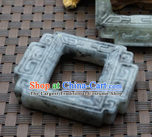 Chinese Handmade Jade Carving Square Pendant Jewelry Accessories Ancient Traditional Jade Craft Decoration