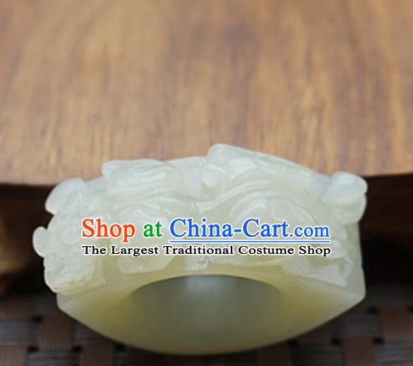 Chinese Handmade Ancient Jade Carving Pi Xiu Ring Traditional Jade Thimble Jewelry Accessories for Women for Men
