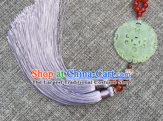 Chinese Handmade Jade Craft Carving Waist Accessories Tassel Jade Pendant Jewelry Decoration