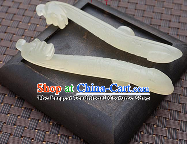 Chinese Handmade Jade Craft Carving Dragon Head Waist Accessories Jade Belt Hook Pendant Jewelry Decoration