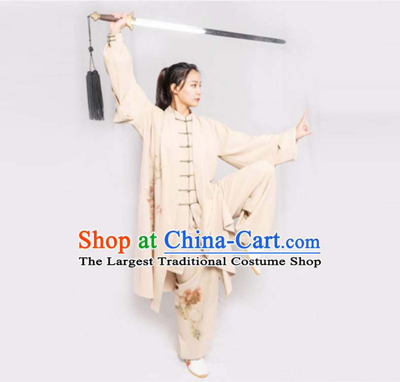 Old Style Top Chinese Classical Competition Championship Professional Tai Chi Uniforms Taiji Kung Fu Wing Chun Kungfu Tai Ji Sword Master Wear Clothing Suits Clothing Complete Set