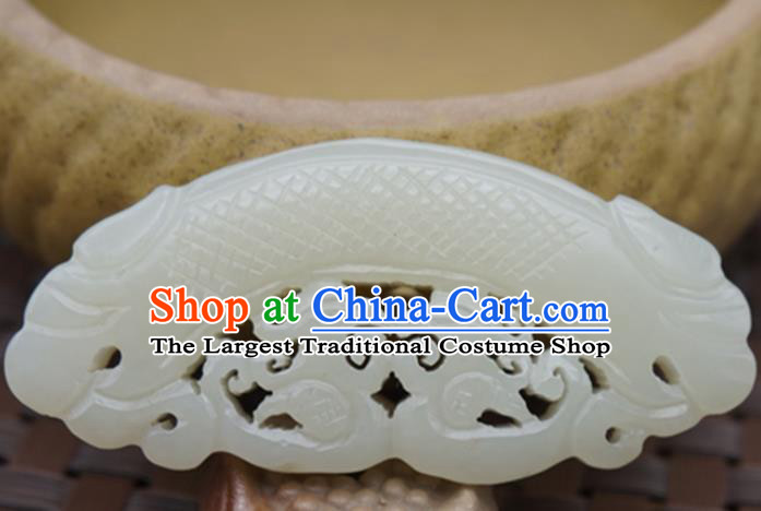 Handmade Chinese Carving Dragon White Jade Pendant Ancient Traditional Jade Craft Decoration