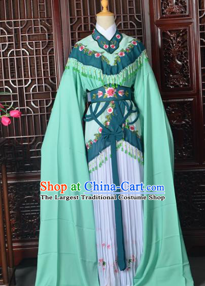 Handmade Chinese Beijing Opera Diva Costume Peking Opera Actress Green Dress for Women