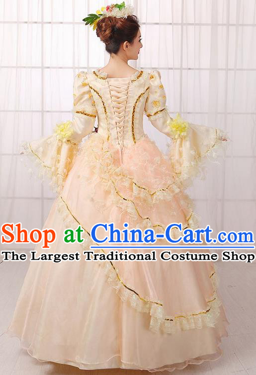 Europe Medieval Traditional Court Costume European Princess Blue Full Dress for Women
