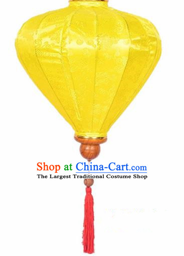Chinese Traditional Lantern Handmade Yellow Silk Lanterns Ceiling Lamp New Year Lantern