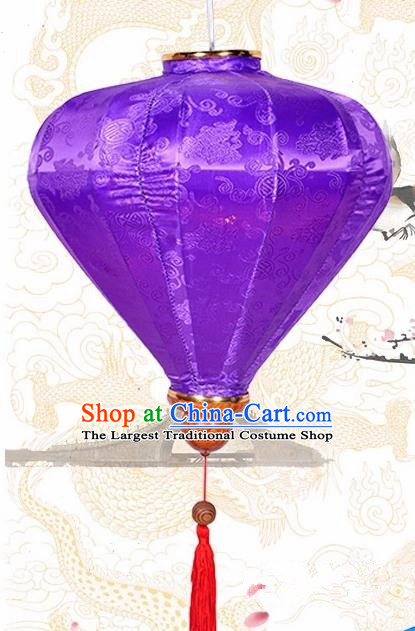 Chinese Traditional Lantern Handmade Purple Silk Lanterns Ceiling Lamp New Year Lantern