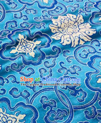 Chinese Traditional Pattern Design Silk Fabric Blue Brocade Tang Suit Fabric Material