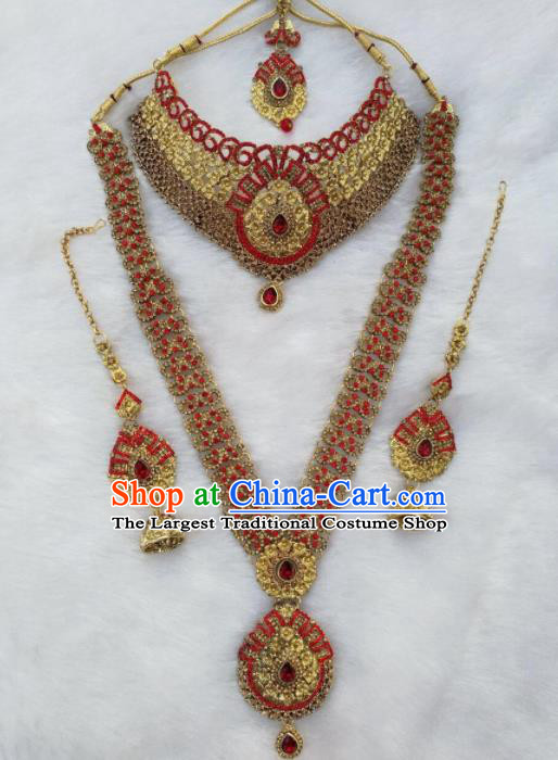 South Asian India Traditional Jewelry Accessories Indian Bollywood Necklace Earrings Hair Clasp for Women