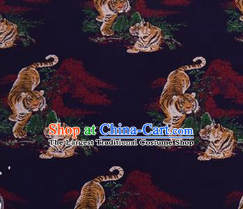 Chinese Traditional Tigers Pattern Design Silk Fabric Navy Brocade Tang Suit Fabric Material