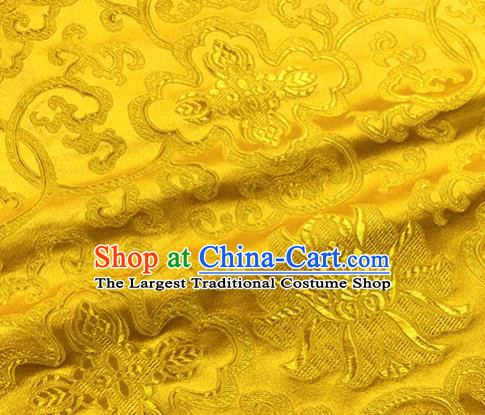Chinese Traditional Lotus Pattern Design Golden Brocade Hanfu Silk Fabric Tang Suit Fabric Material