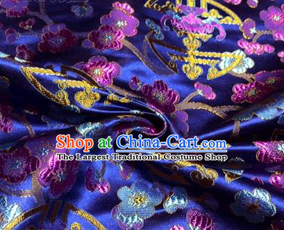 Chinese Traditional Plum Blossom Pattern Design Royalblue Brocade Hanfu Silk Fabric Tang Suit Fabric Material