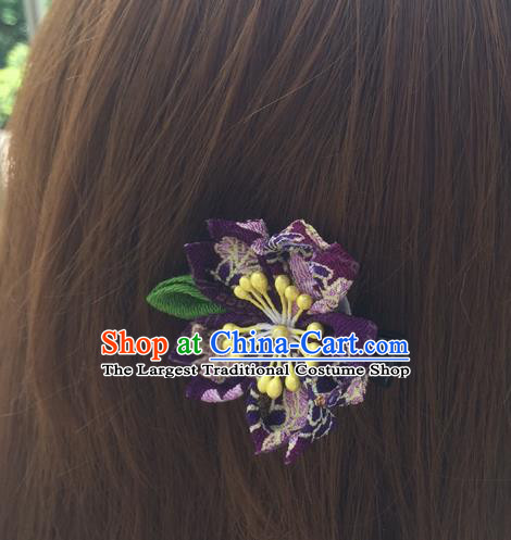 Traditional Japan Deep Purple Sakura Hair Claw Japanese Kimono Hair Accessories for Women