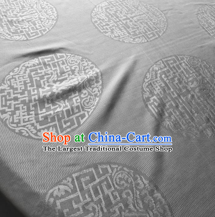 Asian Chinese Traditional Lucky Pattern Design Grey Brocade Fabric Silk Fabric Chinese Fabric Asian Material